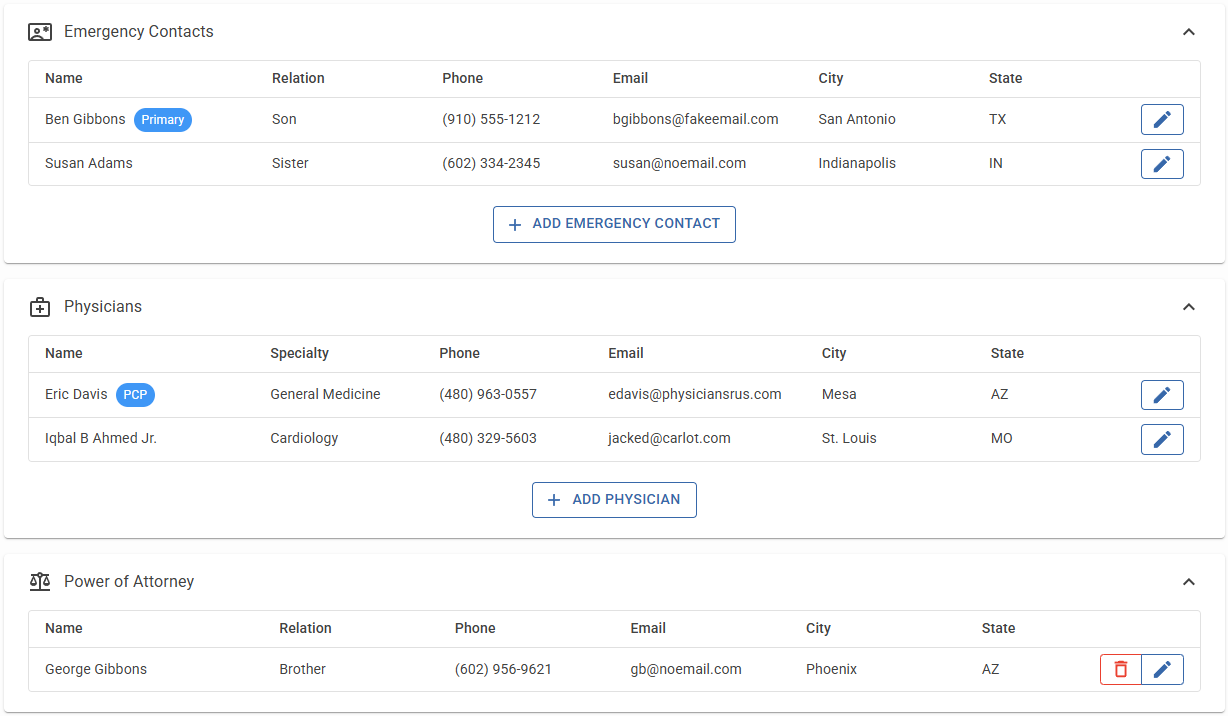 contacts screenshot